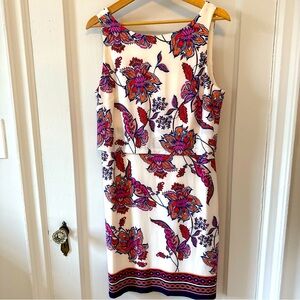 VINCE CAMUTO Floral Geometric MIDI Dress Boho Multicolored | Size 10